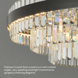 Fixedo Modern Tiered Crystal LED Chandelier in Black Light - thumbnail 9