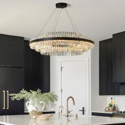 Fixedo Modern Tiered Crystal LED Chandelier in Black Light - thumbnail 3