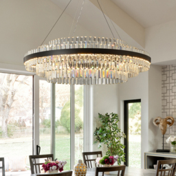 Fixedo Modern Tiered Crystal LED Chandelier in Black Light - thumbnail 2