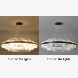Fixedo Modern Tiered Crystal LED Chandelier in Black Light - thumbnail 8