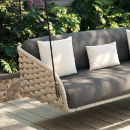 Cocaro Outdoor Rope Weave Aluminium Swing Chair with Cushion in Grey - thumbnail 4