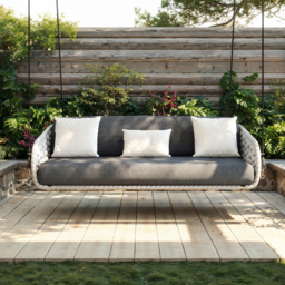 Cocaro Outdoor Rope Weave Aluminium Swing Chair with Cushion in Grey - thumbnail 2
