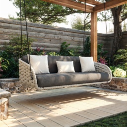 Cocaro Outdoor Rope Weave Aluminium Swing Chair with Cushion in Grey - thumbnail 3