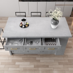 1830 mm Large Grey Kitchen Island with Storage Modern Kitchen Cabinet - thumbnail 4