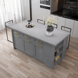 1830 mm Large Grey Kitchen Island with Storage Modern Kitchen Cabinet - thumbnail 3