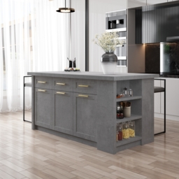 1830 mm Large Grey Kitchen Island with Storage Modern Kitchen Cabinet - thumbnail 2