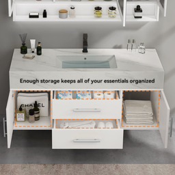 100 cm White Floating Bathroom Vanity Set with LED Mirror Cabinet - thumbnail 7