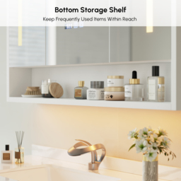100 cm White Floating Bathroom Vanity Set with LED Mirror Cabinet - thumbnail 9