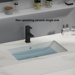 100 cm White Floating Bathroom Vanity Set with LED Mirror Cabinet - thumbnail 5