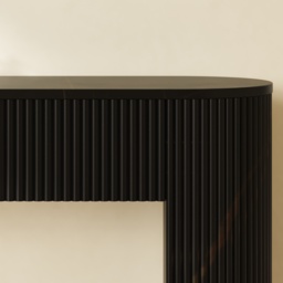 Oval Black Console Table with Waved Wood Top - thumbnail 9