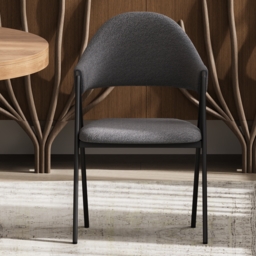 Set of 2 Boucle Dining Chair Upholstered Curved Grey Modern Dining Room Chairs - thumbnail 5