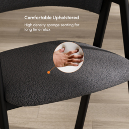 Set of 2 Boucle Dining Chair Upholstered Curved Grey Modern Dining Room Chairs - thumbnail 7