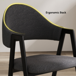 Set of 2 Boucle Dining Chair Upholstered Curved Grey Modern Dining Room Chairs - thumbnail 8