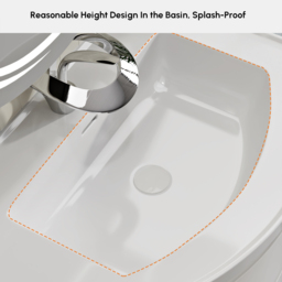 90 cm Floating Curved Bathroom Vanity in White Right Offset Single Sink Bathroom Cabinet - thumbnail 6