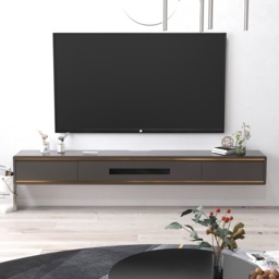 1800mm Grey Smooth TV Stand Postmodern Minimalist Floating Media Console with Storage - thumbnail 2