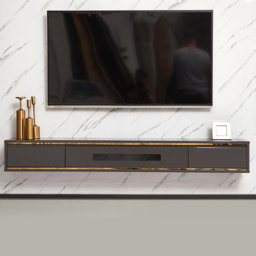 1800mm Grey Smooth TV Stand Postmodern Minimalist Floating Media Console with Storage - thumbnail 6