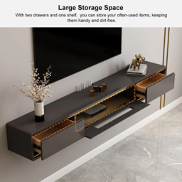 1800mm Grey Smooth TV Stand Postmodern Minimalist Floating Media Console with Storage - thumbnail 9
