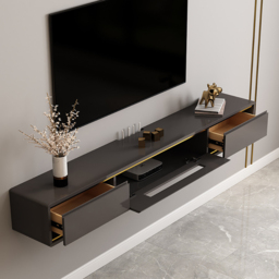 1800mm Grey Smooth TV Stand Postmodern Minimalist Floating Media Console with Storage - thumbnail 3