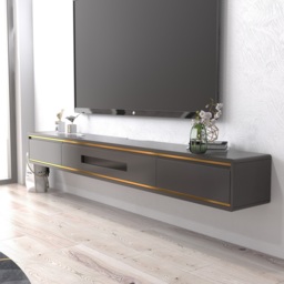 1800mm Grey Smooth TV Stand Postmodern Minimalist Floating Media Console with Storage - thumbnail 5