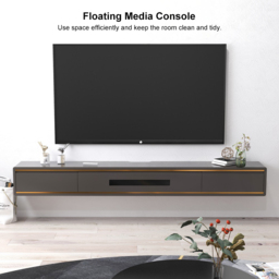 1800mm Grey Smooth TV Stand Postmodern Minimalist Floating Media Console with Storage - thumbnail 8