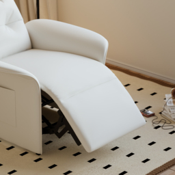 Modern White Leather Power Recliner High Back Sleeper Chair with Side Pocket - thumbnail 6