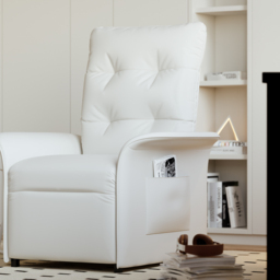 Modern White Leather Power Recliner High Back Sleeper Chair with Side Pocket - thumbnail 4