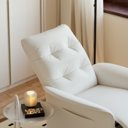 Modern White Leather Power Recliner High Back Sleeper Chair with Side Pocket - thumbnail 5