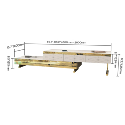White TV Stand Tempered Glass Top Extendable Entertainment 3-Drawer Cabinet in Gold - thumbnail 4