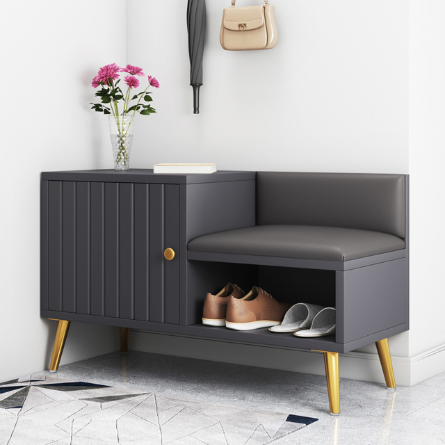 Yellar Grey Modern Shoe Rack Bench Hallway Storage Bench Cabinet