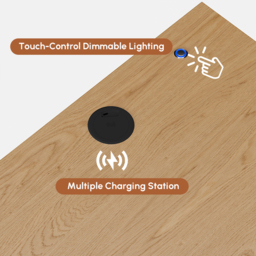 Smart LED Natural Bedside Table Wireless Charging Station Wood Bedside Table with Light Modern - thumbnail 5