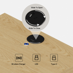 Smart LED Natural Bedside Table Wireless Charging Station Wood Bedside Table with Light Modern - thumbnail 6