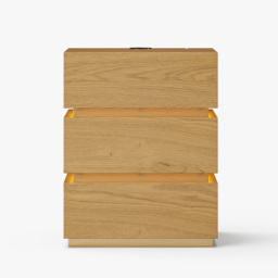 Smart LED Natural Bedside Table Wireless Charging Station Wood Bedside Table with Light Modern - thumbnail 8