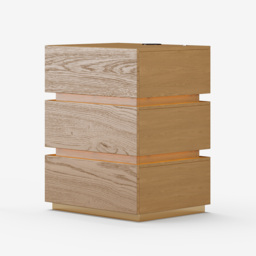 Smart LED Natural Bedside Table Wireless Charging Station Wood Bedside Table with Light Modern - thumbnail 9