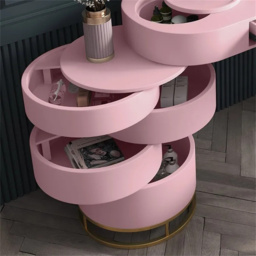 Pink Girls' Dressing Table with Chair with Side Cabinet, 4-Drawer Dressing Table, Mirror & Chair - thumbnail 5