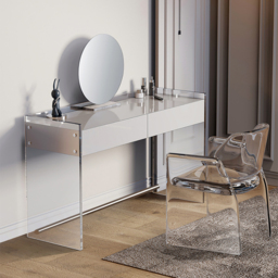 Modern Floating Acrylic Dressing Table Dressing Table with Drawers - thumbnail 2