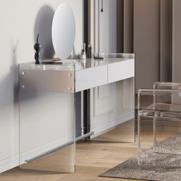 Modern Floating Acrylic Dressing Table Dressing Table with Drawers - thumbnail 3