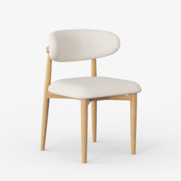 Modern Natural Linen Dining Chair with Rubberwood Legs, 1 Piece - thumbnail 8