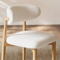 Modern Natural Linen Dining Chair with Rubberwood Legs, 1 Piece - thumbnail 5