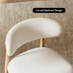 Modern Natural Linen Dining Chair with Rubberwood Legs, 1 Piece - thumbnail 6