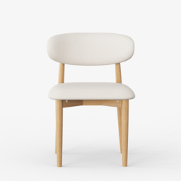 Modern Natural Linen Dining Chair with Rubberwood Legs, 1 Piece - thumbnail 9