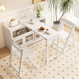 1200mm White Storage Sideboard Cabinet Extendable Wood Buffet Foldable Dining Table - thumbnail 2