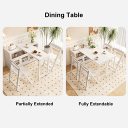 1200mm White Storage Sideboard Cabinet Extendable Wood Buffet Foldable Dining Table - thumbnail 9