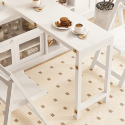 1200mm White Storage Sideboard Cabinet Extendable Wood Buffet Foldable Dining Table - thumbnail 5
