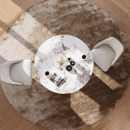 1000mm Sintered Stone Round Dining Table with Carbon Steel Base Seats 2-4 People - thumbnail 4