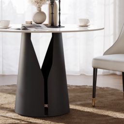 1000mm Sintered Stone Round Dining Table with Carbon Steel Base Seats 2-4 People - thumbnail 7