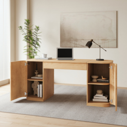 Height Adjustable Standing Desk Executive Office Desk with 2 Doors & Ample Storage Office Furniture (1520mm) - thumbnail 4