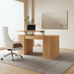 Height Adjustable Standing Desk Executive Office Desk with 2 Doors & Ample Storage Office Furniture (1520mm) - thumbnail 3