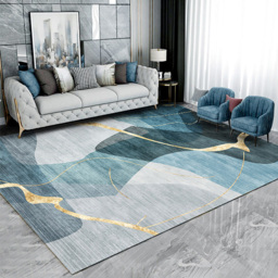 1820mm x 2700mm Multi-purpose Modern Style Retangular Blue & Gold Florid Area Rug - thumbnail 3