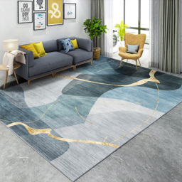 1820mm x 2700mm Multi-purpose Modern Style Retangular Blue & Gold Florid Area Rug - thumbnail 2