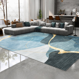 1820mm x 2700mm Multi-purpose Modern Style Retangular Blue & Gold Florid Area Rug - thumbnail 4
